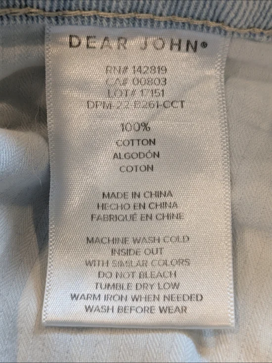 Dear John Frankie Straight Jeans Size 32 Light Wash Two-Tone Raw Hem High Rise - Picture 6 of 11